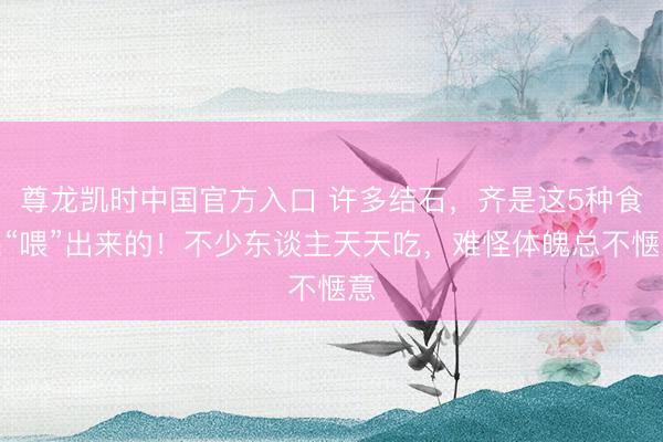 尊龙凯时中国官方入口 许多结石，齐是这5种食品“喂”出来的！不少东谈主天天吃，难怪体魄总不惬意
