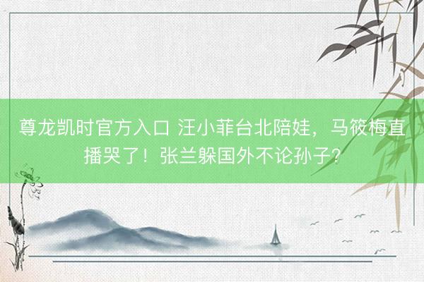 尊龙凯时官方入口 汪小菲台北陪娃，马筱梅直播哭了！张兰躲国外不论孙子？