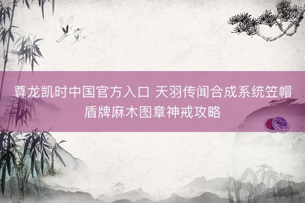 尊龙凯时中国官方入口 天羽传闻合成系统笠帽盾牌麻木图章神戒攻略
