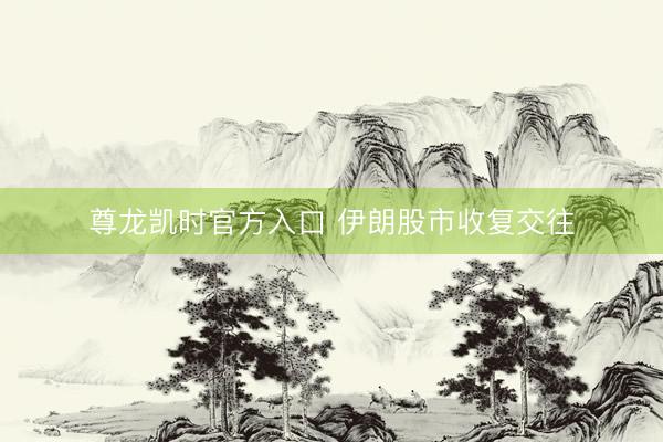 尊龙凯时官方入口 伊朗股市收复交往