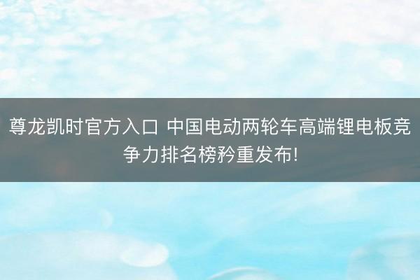 尊龙凯时官方入口 中国电动两轮车高端锂电板竞争力排名榜矜重发布!
