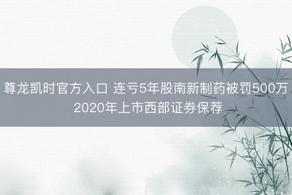 尊龙凯时官方入口 连亏5年股南新制药被罚500万 2020年上市西部证券保荐