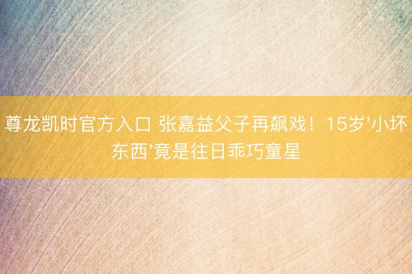 尊龙凯时官方入口 张嘉益父子再飙戏!15岁'小坏东西'竟是往日乖巧童星