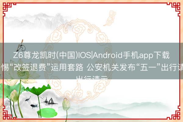 Z6尊龙凯时(中国)IOS|Android手机app下载 警惕“改签退费”运用套路 公安机关发布“五一”出行请示