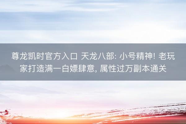 尊龙凯时官方入口 天龙八部: 小号精神! 老玩家打造满一白嫖肆意, 属性过万副本通关